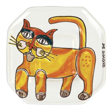 Ashtray Folk cat de simone pottery PC311FK-1 Ashtray Folk cat de simone pottery PC311FK-1
